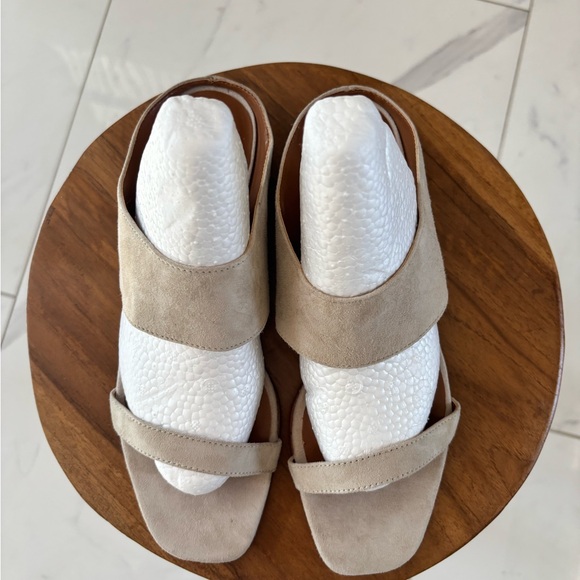 Halston Heritage Neutral Beige Suede Slide Mules - Picture 8 of 14